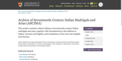 Archive of Seventeenth-Century Italian Madrigals and Arias (ASCIMA)